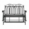 Banc coulissant 2 places 114 cm Noir Acier