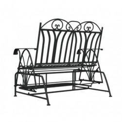 Banc coulissant 2 places 114 cm Noir Acier