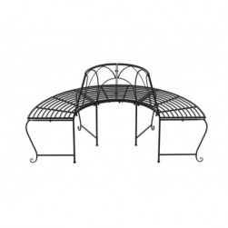 Banc demi-circulaire tour d'arbre Ø159 cm Noir Acier