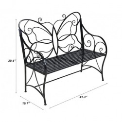 Banc de Jardin Fer Forgé, Chaise À La Forme De Papillon