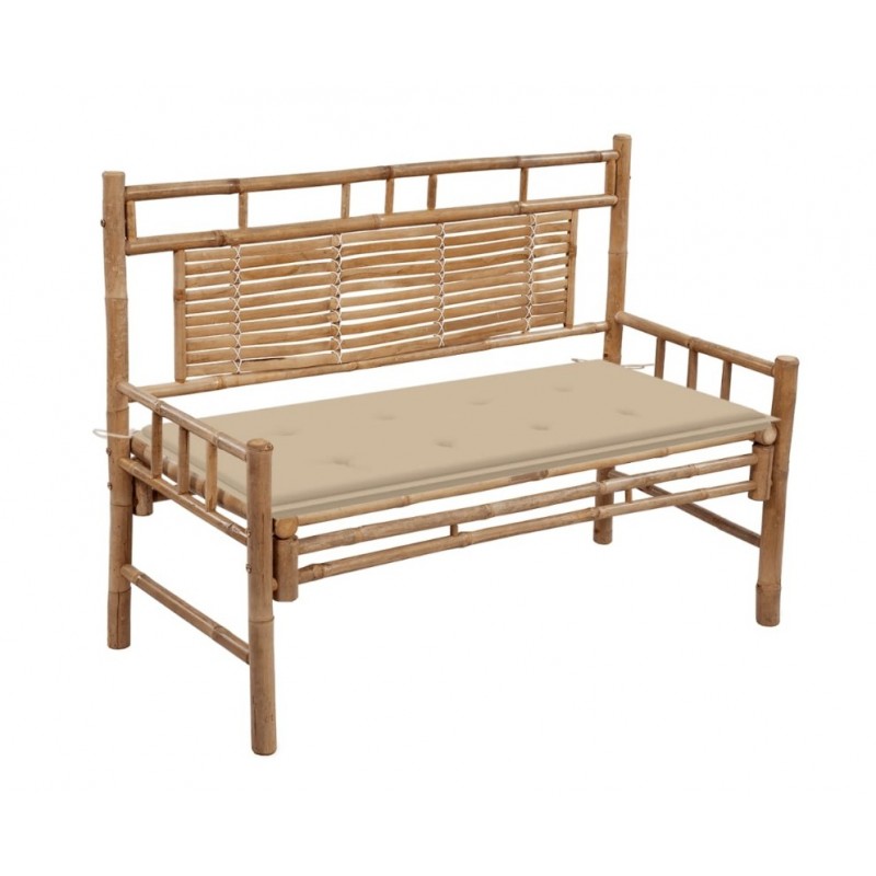 Banc de jardin avec coussin 120 cm Bambou mobilier d'extérieur