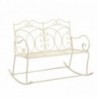 Banc de jardin 104 cm Fer Blanc antique Bambou mobilier d'extérieur