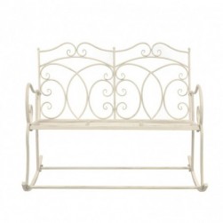 Banc de jardin 104 cm Fer Blanc antique Bambou mobilier d'extérieur