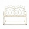 Banc de jardin 104 cm Fer Blanc antique Bambou mobilier d'extérieur