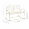 Banc de jardin 104 cm Fer Blanc antique Bambou mobilier d'extérieur