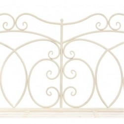 Banc de jardin 104 cm Fer Blanc antique Bambou mobilier d'extérieur