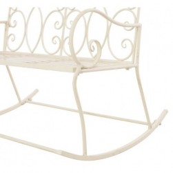 Banc de jardin 104 cm Fer Blanc antique Bambou mobilier d'extérieur