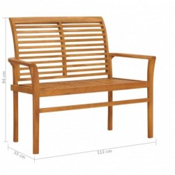 Banc de jardin avec coussin bleu 112 cm Bois de teck massif