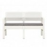 Banc de jardin à 2 places et coussins 120 cm Plastique Blanc