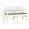 Banc de jardin à 2 places et coussins 120 cm Plastique Blanc