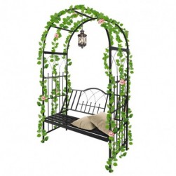 Arche de jardin de 2 m avec banc, tonnelle de jardin en métal robuste Kalolary