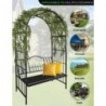 Arche de jardin de 2 m avec banc, tonnelle de jardin en métal robuste Kalolary