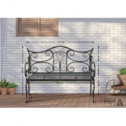 Banc De Jardin Tara,Banquette De Jardin en Fer Forgé Style Rustique