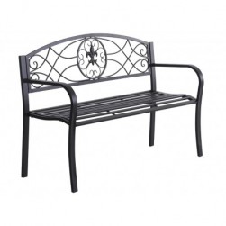 Banc de Jardin 3 Places Style néo-rétro Fer forgé Motif Fleurs