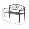 Banc de Jardin 3 Places Style néo-rétro Fer forgé Motif Fleurs