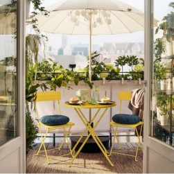 Table, extérieur, tables de jardin,jaune, 65 cm