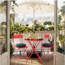 Table, extérieur, tables de jardin,orange, 65 cm