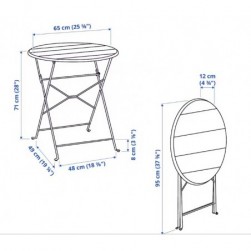 Table, extérieur, tables de jardin,orange, 65 cm