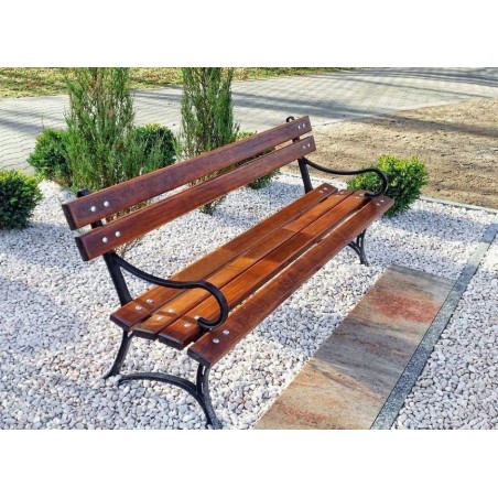 Banc de jardin en bois avec structure en métal et fonte