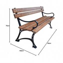 Banc de jardin en bois avec structure en métal et fonte