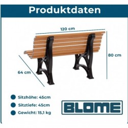 Banc de jardin Amrum - Aspect bois - Banc d'extérieur - 2 places