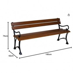 Banc de jardin en bois avec accoudoirs Chêne foncé 160 cm