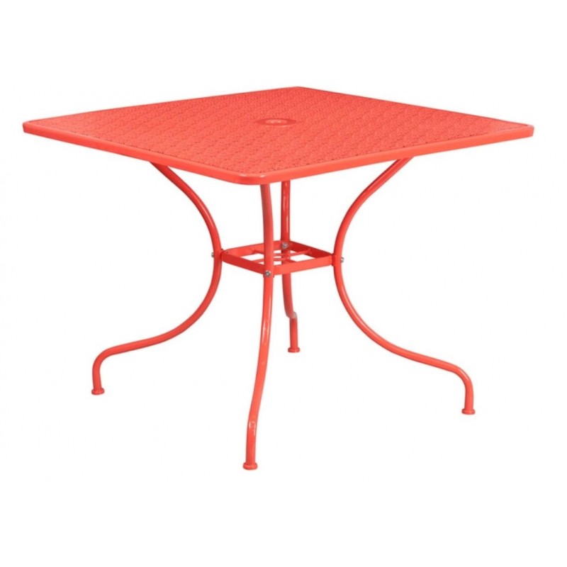 Table de terrasse carrée en Acier de qualité Métal,Corail