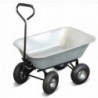 Chariot de Jardin a Main-Brouette 4 roues Gonflables- Metal Galvanise