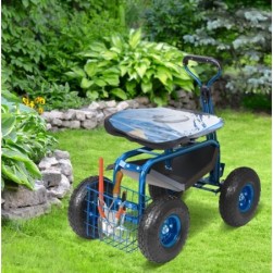 Siège de Jardin Roulant Pivotant Tabouret de Jardinage,Extérieur Bleu