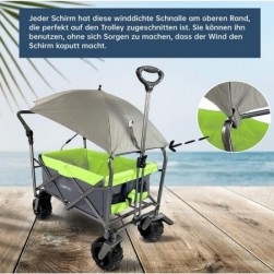 Lemmy Chariot pliable - Frein avant - Pneus PU (Set 2, Gris + Vert)