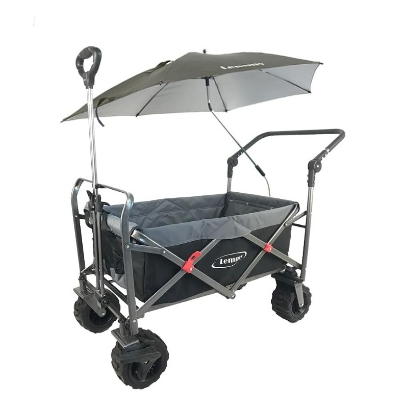 Chariot pliable Lemmy, certifié GS, frein avant,lot de 2, noir et gris