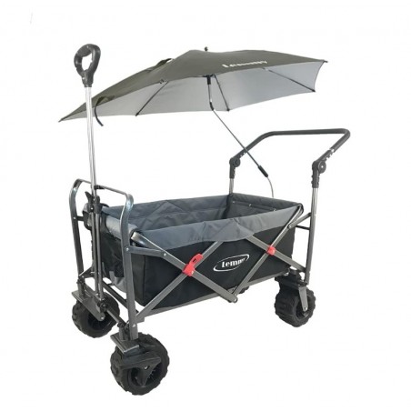 Chariot pliable Lemmy, certifié GS, frein avant,lot de 2, noir et gris