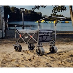 Lemmy Chariot de Plage Pliable, Chariot de Transport à Main,Noir+Gris