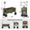 Chariot de Jardin Pliable, Chariot Enfant Pliable Tout,Kaki