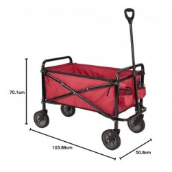 Chariot d’extérieur pliable pour jardinage avec housse protectrice, Rouge