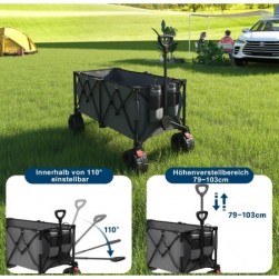 Chariot de Jardin Pliable avec Frein,Chariot de Plage pour Le Extérieur