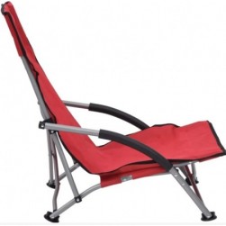 Chaises de plage pliables 2 pcs Rouge Tissu