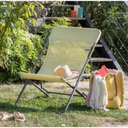 Transat pliant multi-positions - Chaise de jardin- Jaune