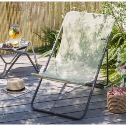 Transat pliant multi-positions - Chaise de jardin- Jaune