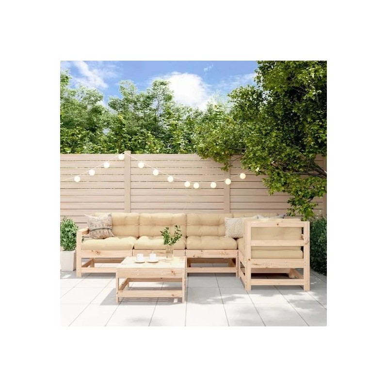 vidaXL Salon de jardin 6 pcs Bois de pin massif