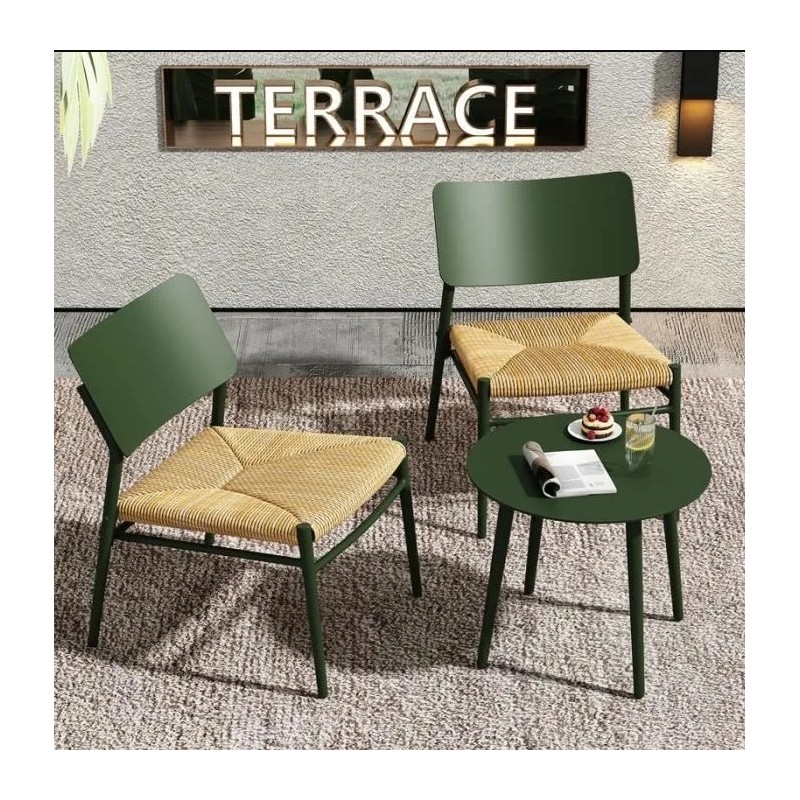 Table chaises à manger d'extérieur une table basse et deux chaises,vert