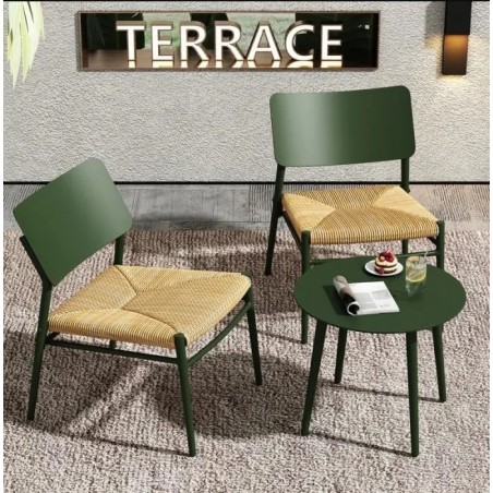 Table chaises à manger d'extérieur une table basse et deux chaises,vert