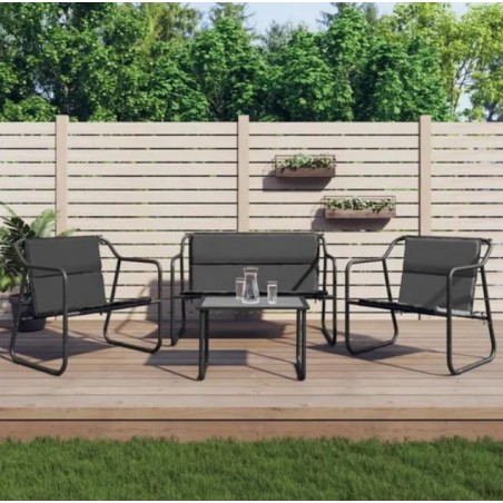 Lemon Salon bas de jardin avec coussins - 4 pcs - anthracite acier