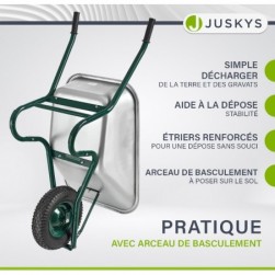 Brouette Juskys Garden,Volume de 210 kg,brouette de Transport