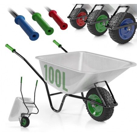 Brouette de Jardin - Charge Max210 kg, Capacité 101 l,Vert