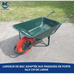 KELI Brouette de jardin- Brouette Rénovation Roue Increvable, 75L