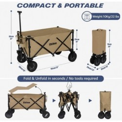 Chihee Chariot de Jardin Pliant Chariot de Jardin Robuste avec 2 Porte-gobelets