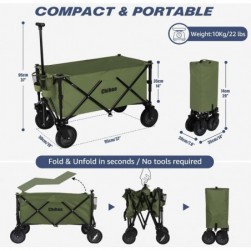 Chihee Chariot de Jardin Pliant Chariot de Jardin Robuste,142L,Vert