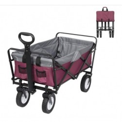 Chariot de Transport pour jardin,Chariot pliable à 4 roues Tissu oxford Pourpre