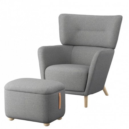 OSKARSHAMN
Fauteuil à oreilles av repose-pieds, Tibbleby beige-gris